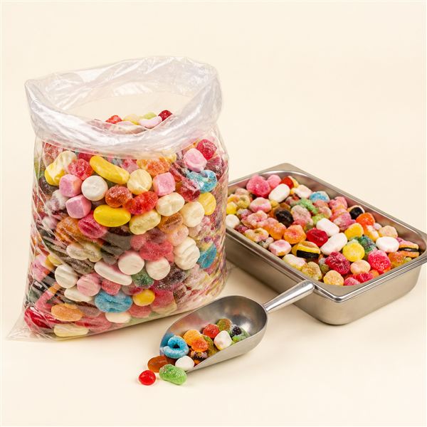 Bonbons assortis en vrac, sac et bac professionnels