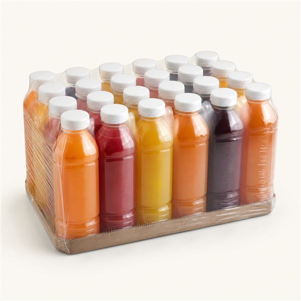 Pack de bouteilles de jus de fruits multicolores